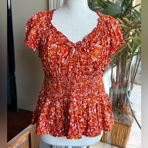 Old Navy Red Floral Top